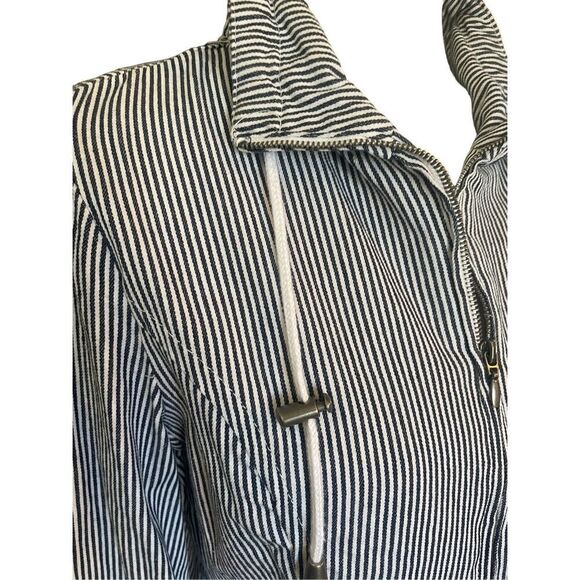 L.A.L Live A Little Long Sleeve Striped Cotton Full Zip Jacket Size Medium - Picture 6 of 9